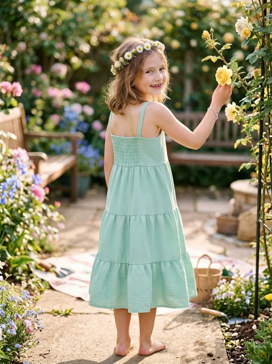 Vestido Infantil Rodado Verão em Tecido Duna