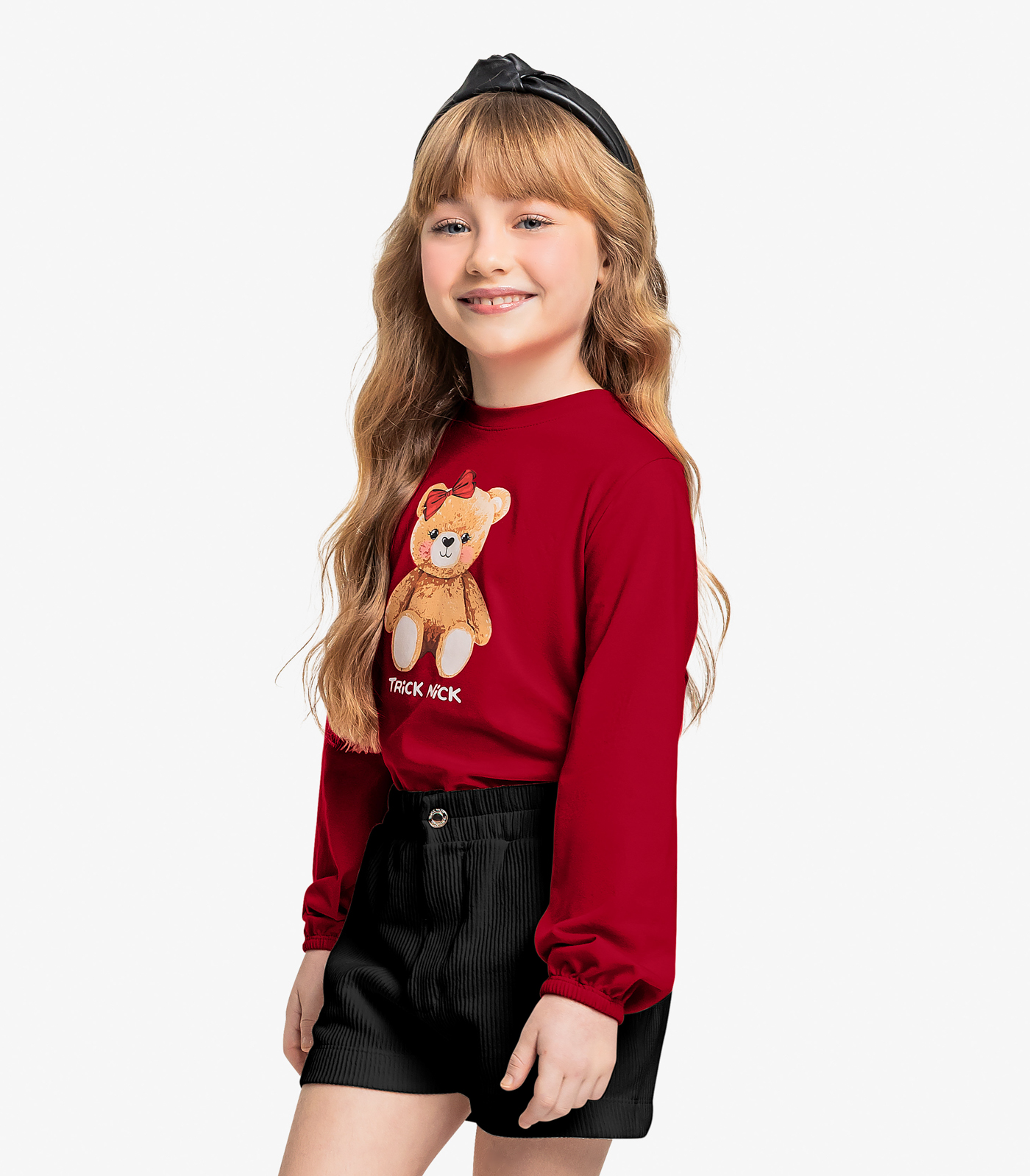Conjunto Infantil Blusa Manga Longa Com Shorts Trick Nick