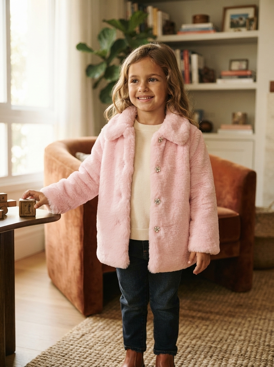 Jaqueta Casaco De Pelo Infantil Inverno Menina Trick Nick.