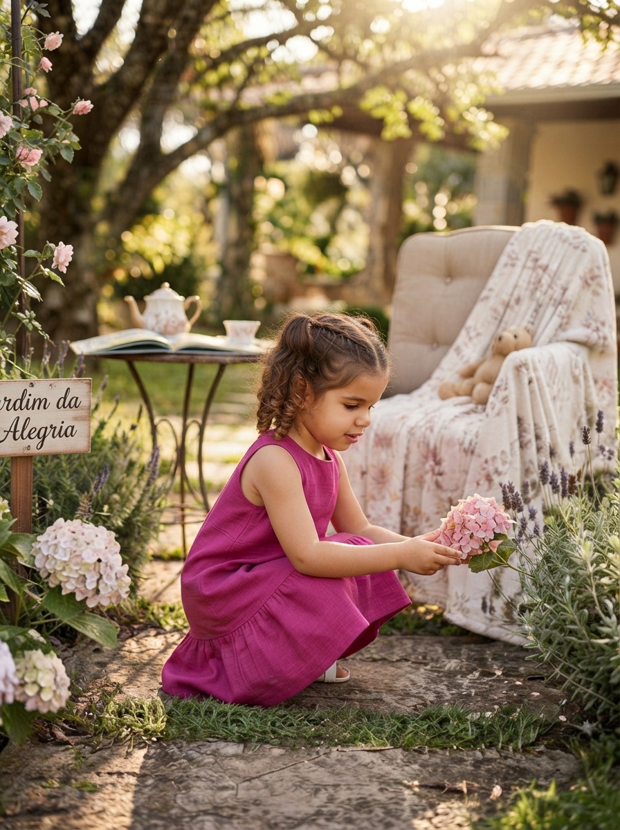 Vestido Infantil Rodado Clássico Leve Romântico Malha Duna.