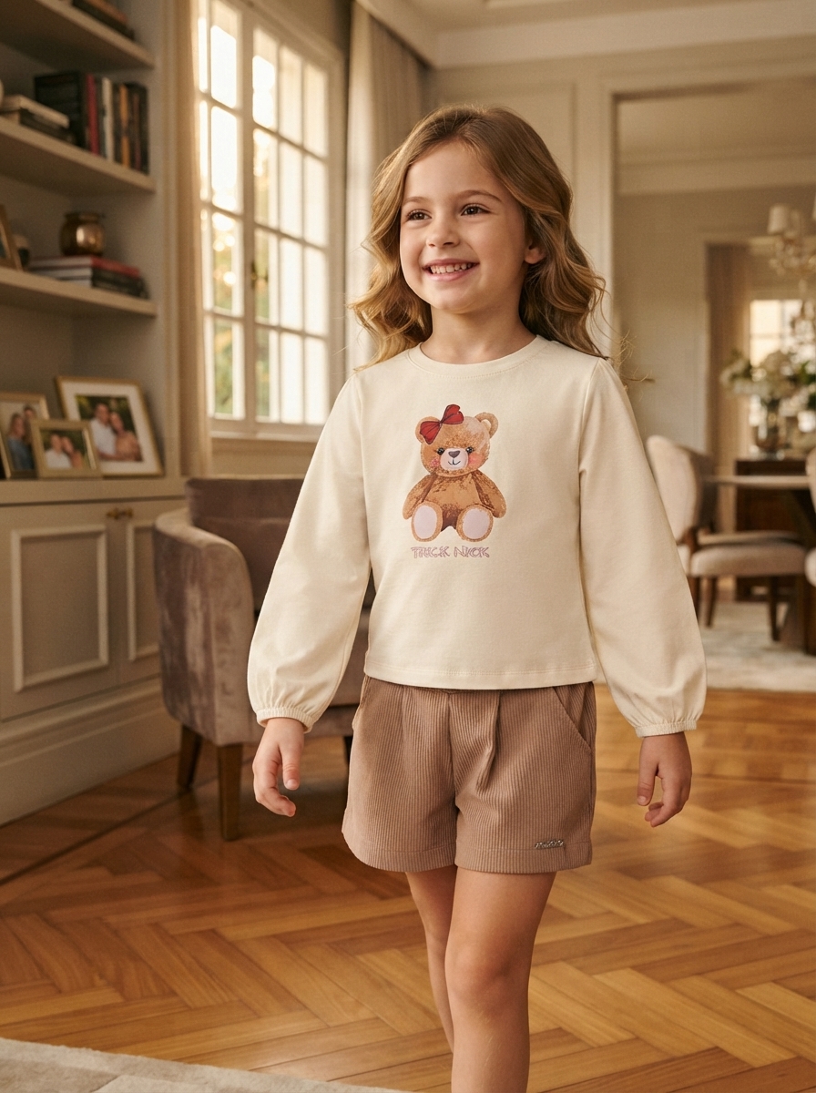 Conjunto Infantil Blusa Manga Longa Com Shorts Trick Nick