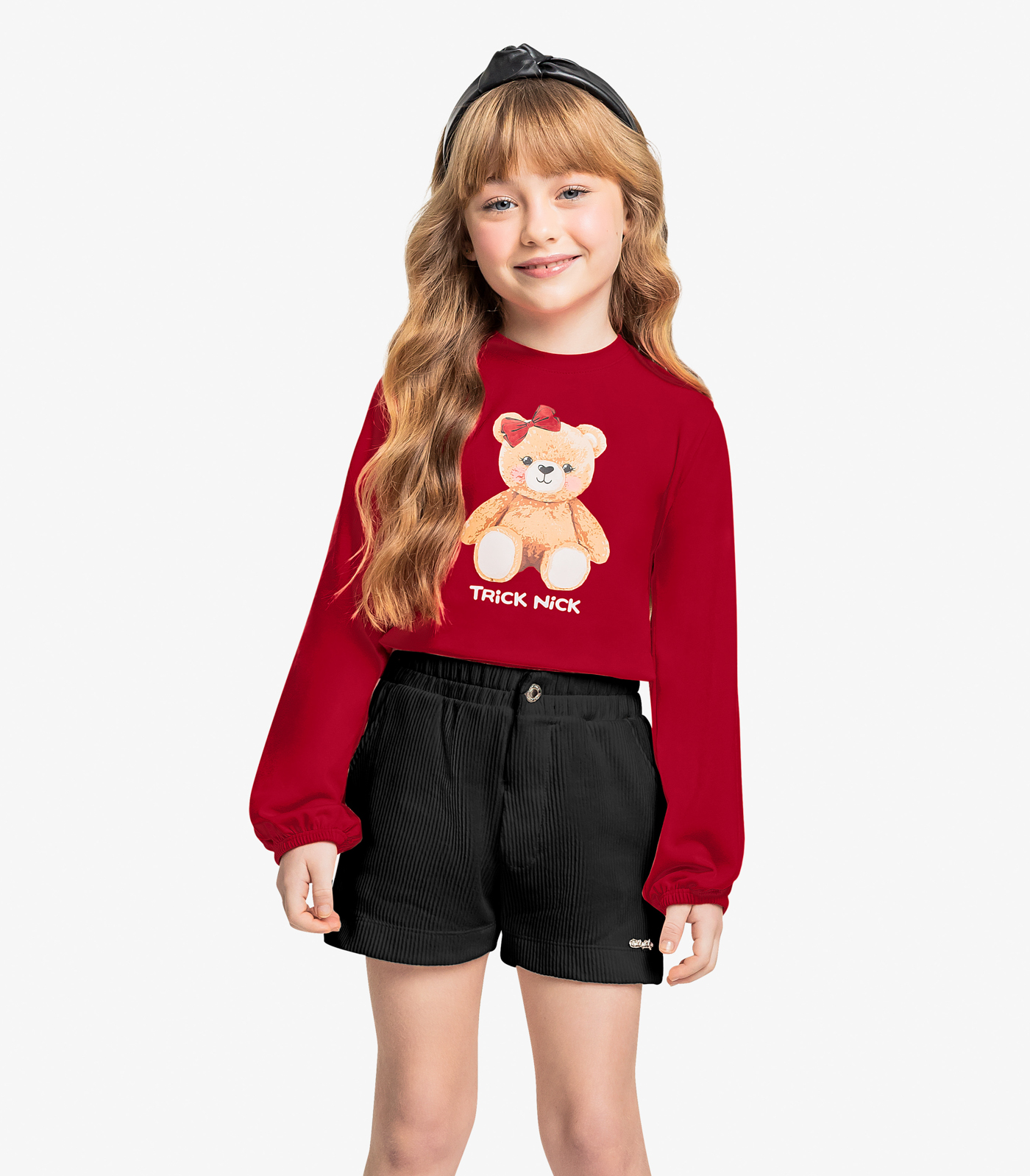 Conjunto Infantil Blusa Manga Longa Com Shorts Trick Nick