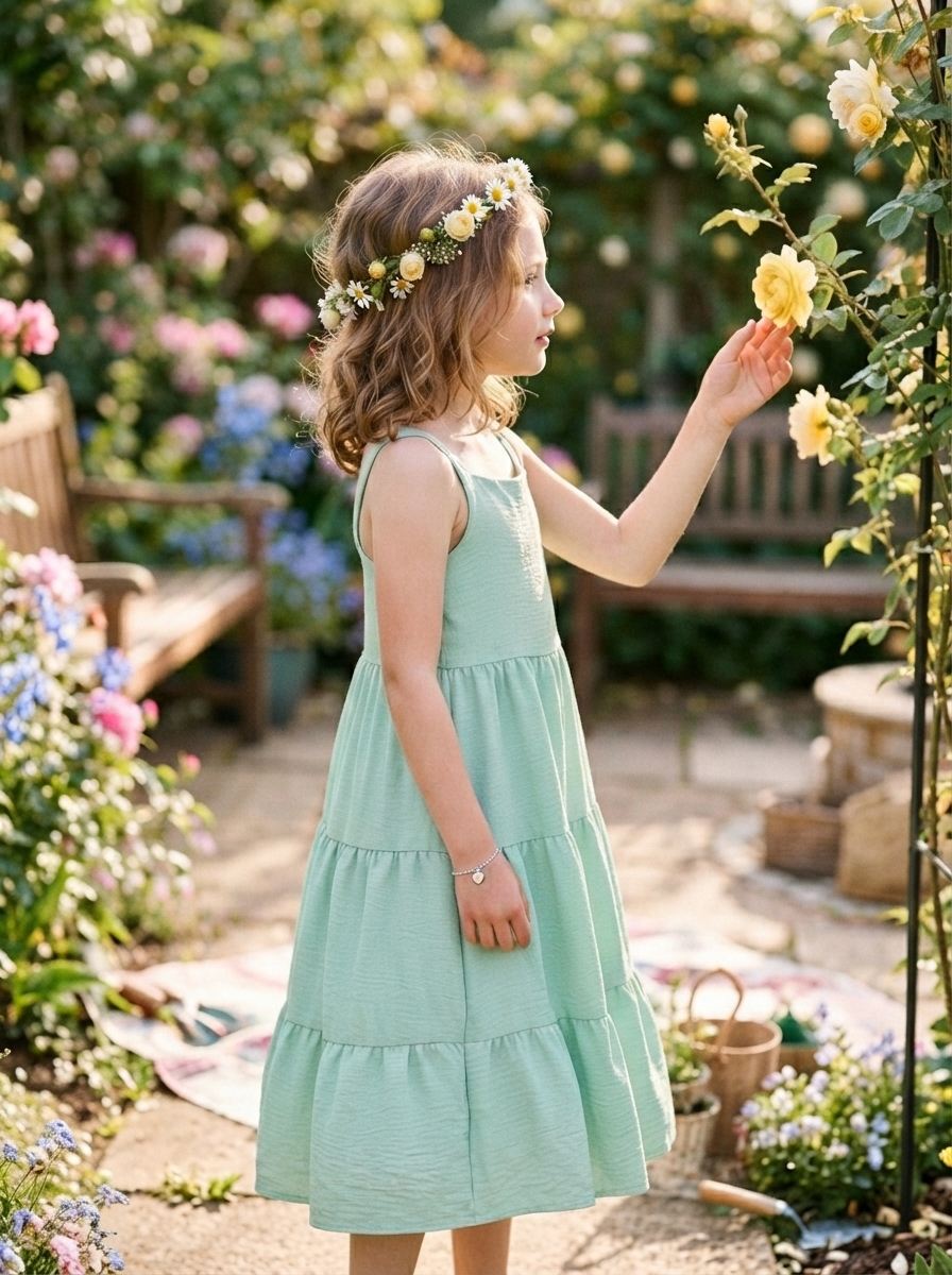 Vestido Infantil Rodado Verão em Tecido Duna