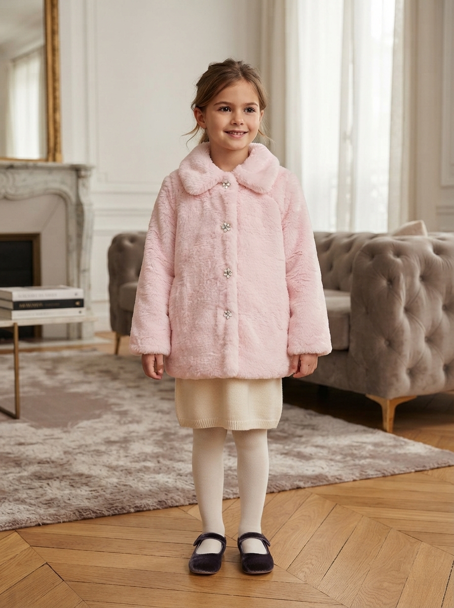 Jaqueta Casaco De Pelo Infantil Inverno Menina Trick Nick.