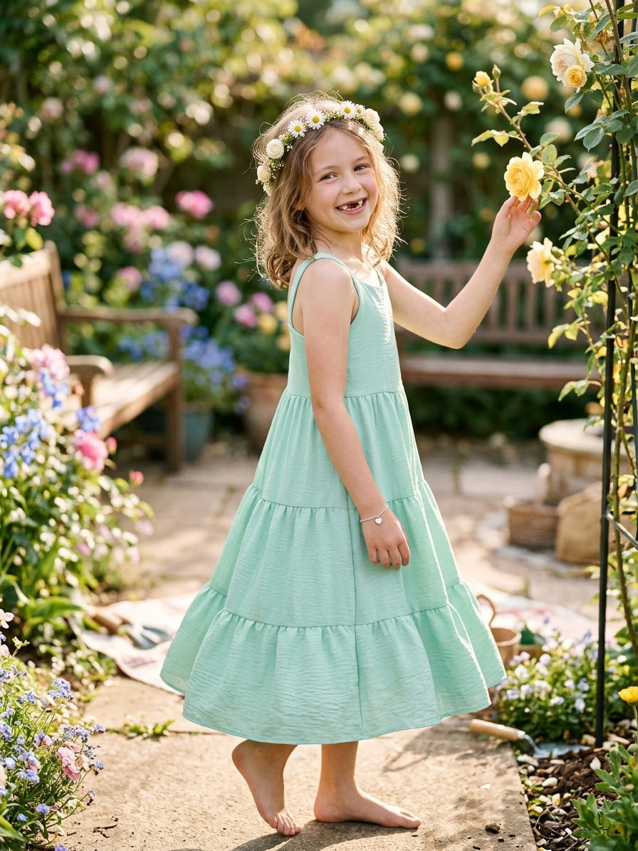 Vestido Infantil Rodado Verão em Tecido Duna