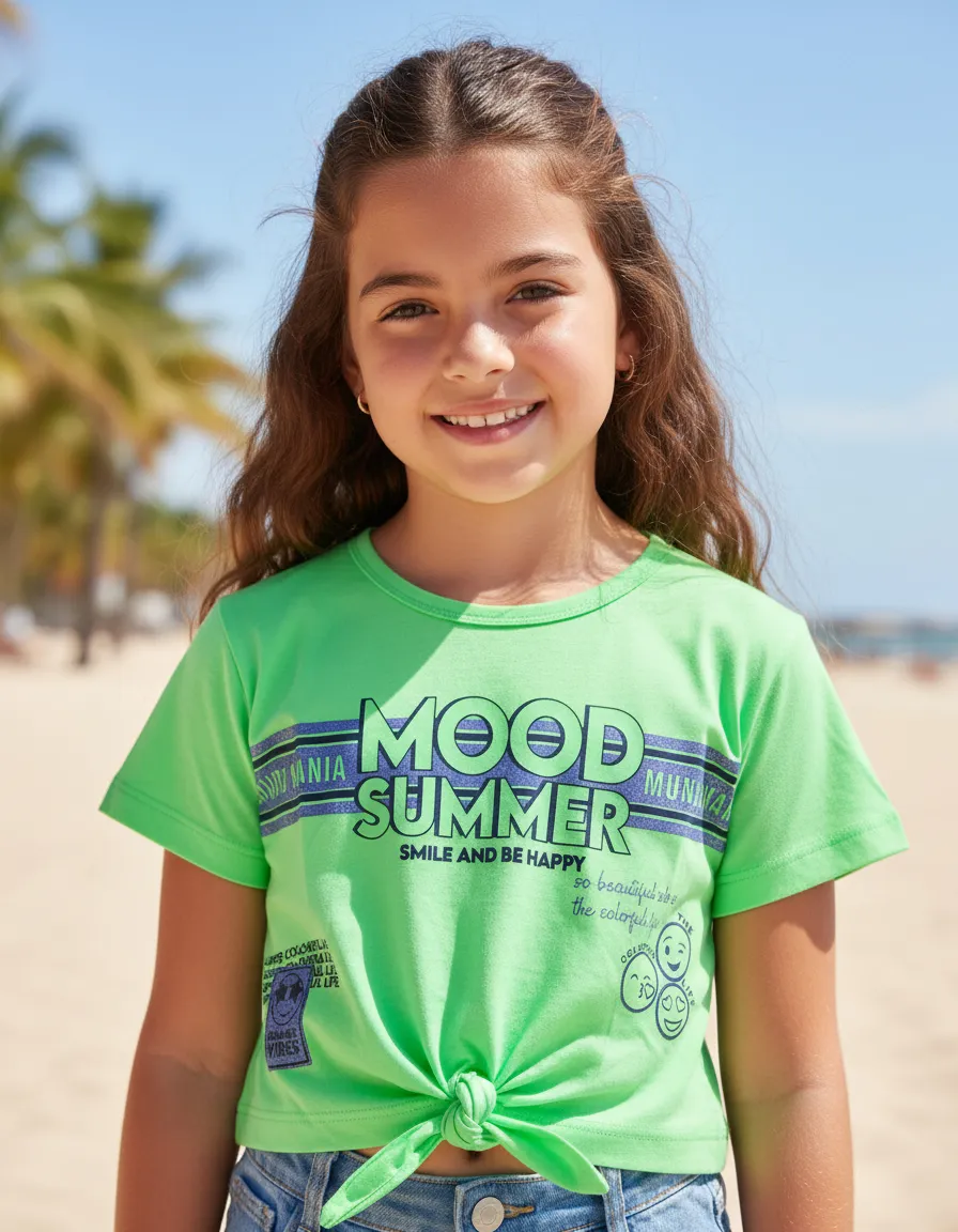 Blusa Cropped Feminina Mundo Mania Rosa E Verde
